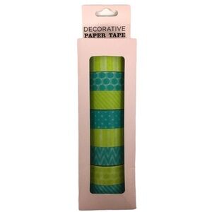 ELUM DESIGNS Washi Paper Tape Decorative Teal Lime 8 Rolls Scrapbooking Planner